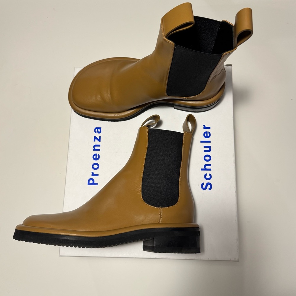 Proenza Schouler Camel Calf Leather Chelsea Booties